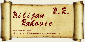 Milijan Raković vizit kartica